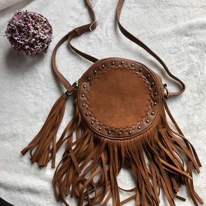 Nine West Vegan Leather Fringe Crossbody Bag